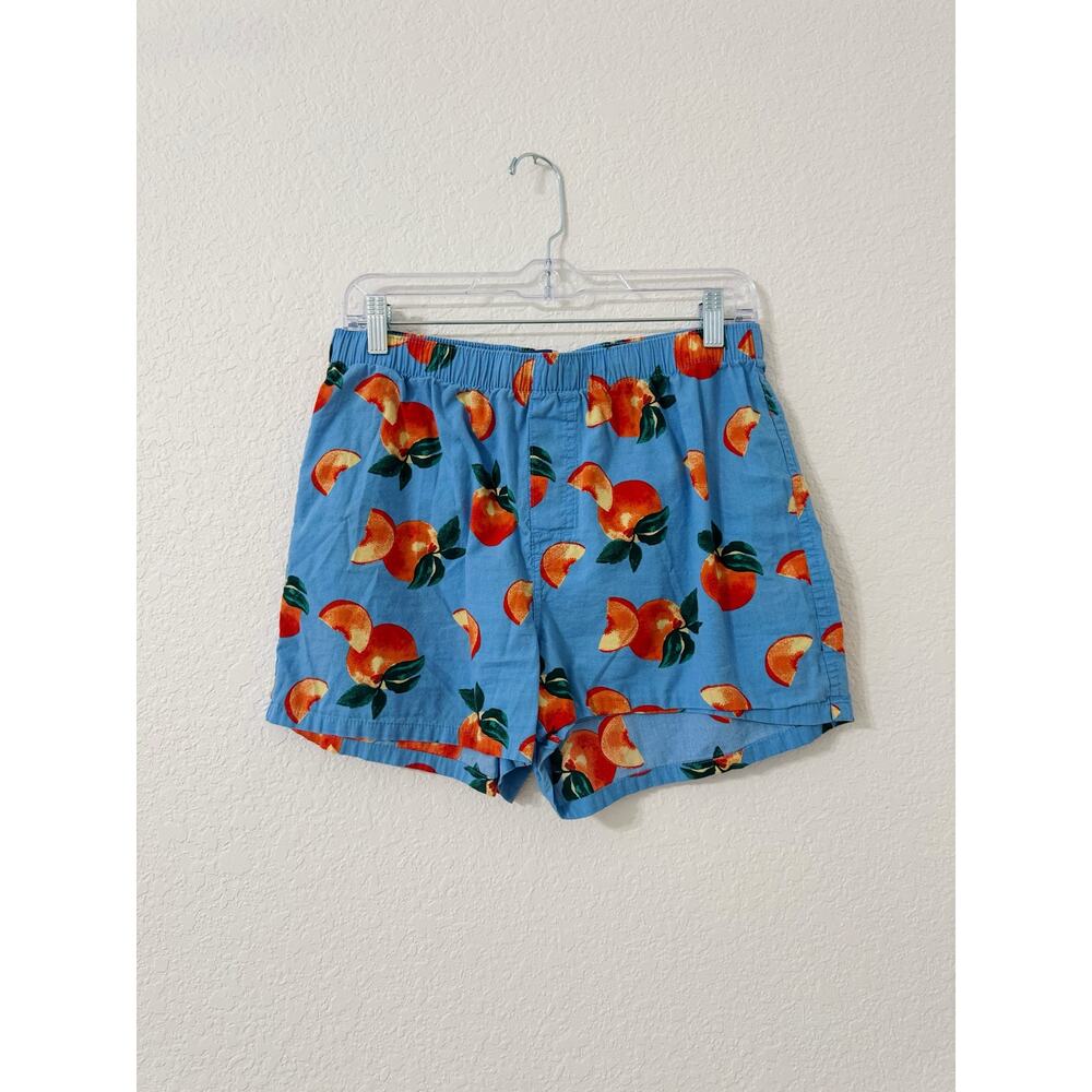 Old Navy Peach Print Boxer Shorts Blue Cotton Lounge Shorts Size M